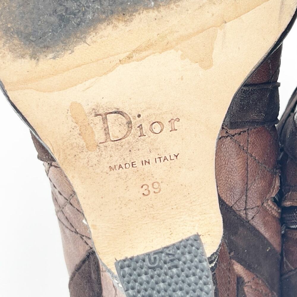 Dior Vintage y2k Galliano Era Brown Cannage Louis XVI OTK Lace Up Boots EU 39 - Picture 12 of 13